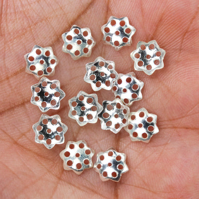 Bead Caps 10pcs 925 Sterling Silver Jewelry Findings Bead Cap, 7.50mm Flower Cap, 1.5mm Height, 1mm Hole