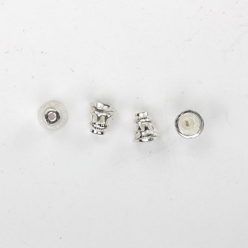 6pcs 925 Sterling Silver Jewelry Findings Cone Bead Cap, 5*5mm Filigree Bead Cap, 5mm Inner Size, 1mm Hole