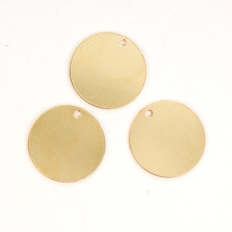 1pc Round Stamping Pendant, Stamping Disc, Bracelet Connector 1 or 2 Holes 14K Gold Filled, Blank Pendant Disc