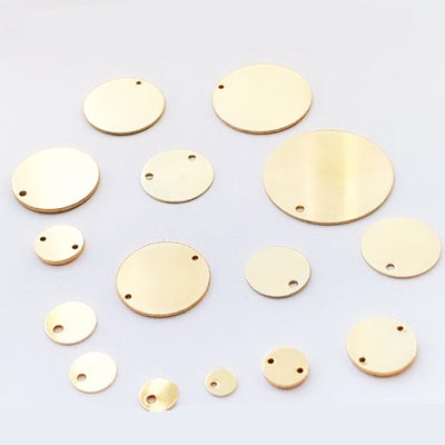 1pc Round Stamping Pendant, Stamping Disc, Bracelet Connector 1 or 2 Holes 14K Gold Filled, Blank Pendant Disc