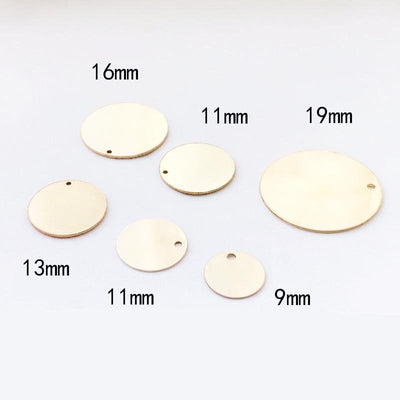 1pc Round Stamping Pendant, Stamping Disc, Bracelet Connector 1 or 2 Holes 14K Gold Filled, Blank Pendant Disc