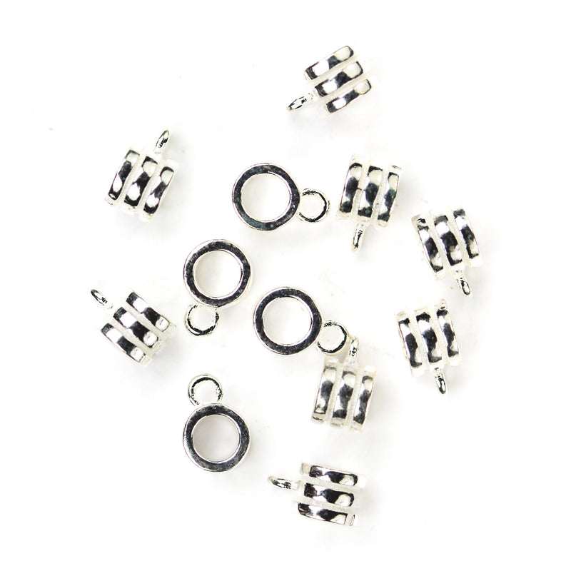 Jewelry Connector Bails 4pcs 7*5mm 925 Sterling Silver Findings Tube Shaped Beads, 5mm Diameter 4mm Wide 3mm Inner Hole 1mm Closed Jump Ring