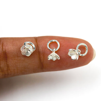 6pcS 925 Sterling Silver Jewellery Findings Bell-Flower Lily Tulip Bead Caps, 4*5mm Flower, 5mm Closed Ring