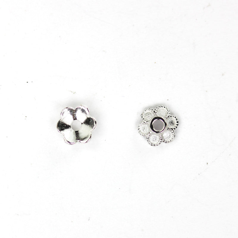 Bead Caps 10pcs 925 Sterling Silver Jewelry Findings Bead Cap, 6mm Flower Cap, 2mm Height, 1mm Hole