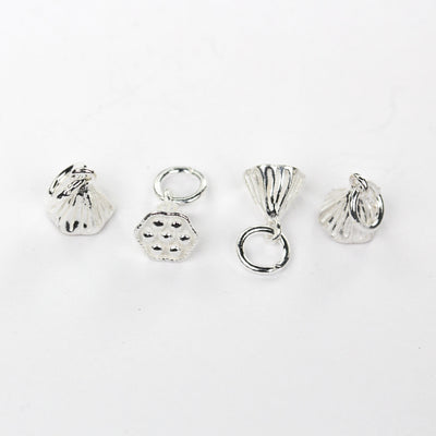 Silver Charm 2pcs 925 Sterling Silver Jewellery Charm Findings,  Lotus Pod Charm, 6*8mm,Closed Jump Ring 6mm