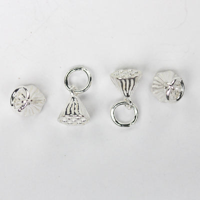 Silver Charm 2pcs 925 Sterling Silver Jewellery Charm Findings,  Lotus Pod Charm, 6*8mm,Closed Jump Ring 6mm