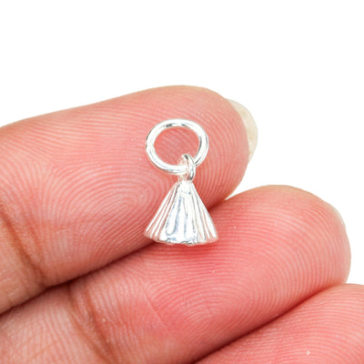 Silver Charm 2pcs 925 Sterling Silver Jewellery Charm Findings,  Lotus Pod Charm, 6*8mm,Closed Jump Ring 6mm