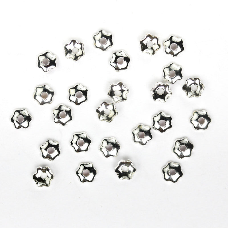 Bead Caps 30pcs 925 Sterling Silver Jewelry Findings Bead Cap, 3mm Flower Cap, 1mm Height, 1mm Hole