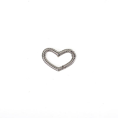 1pc Clasp Heart Shape Rope Style Clasp 925 Sterling Silver Jewellery Findings Clasps, 15*10mm, 2.50mm Thickness