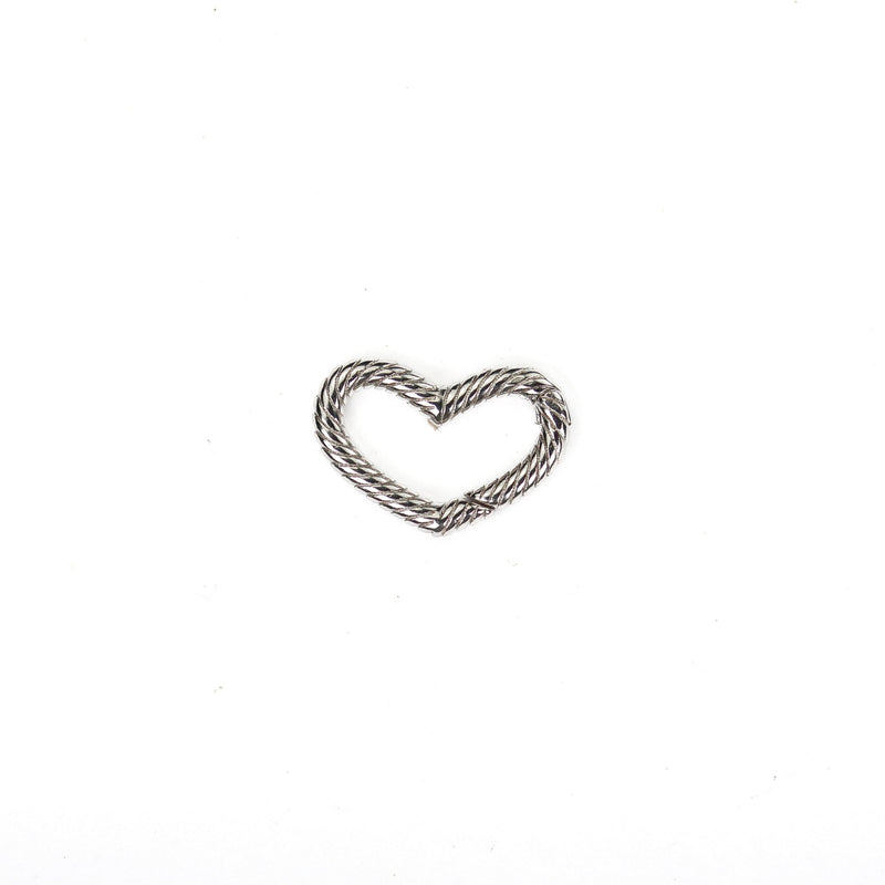 1pc Clasp Heart Shape Rope Style Clasp 925 Sterling Silver Jewellery Findings Clasps, 15*10mm, 2.50mm Thickness