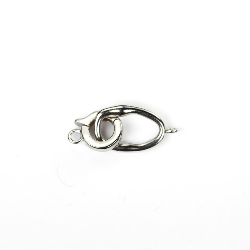 Silver Clasp 1pc 925 Sterling Silver Jewellery Finding Clasp, S-Hook, 16*9mm Oval, 10*8mm Round Hook, 2mm Closed Jump Rings, 2mm Thickness