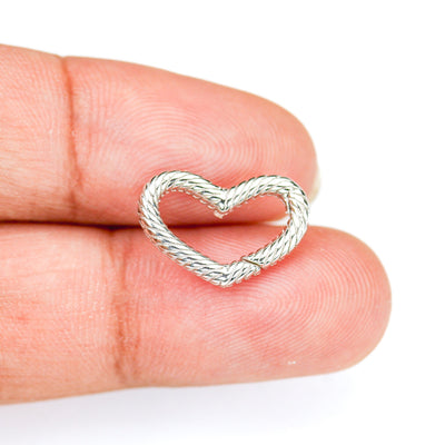 1pc Clasp Heart Shape Rope Style Clasp 925 Sterling Silver Jewellery Findings Clasps, 15*10mm, 2.50mm Thickness