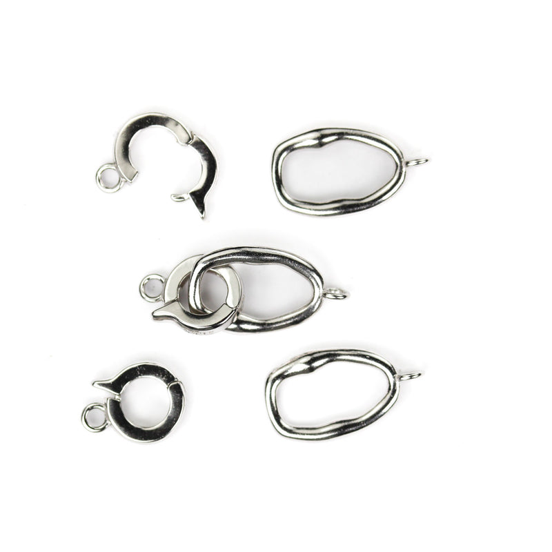 Silver Clasp 1pc 925 Sterling Silver Jewellery Finding Clasp, S-Hook, 16*9mm Oval, 10*8mm Round Hook, 2mm Closed Jump Rings, 2mm Thickness