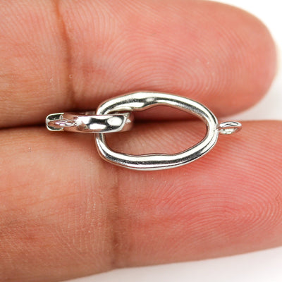 Silver Clasp 1pc 925 Sterling Silver Jewellery Finding Clasp, S-Hook, 16*9mm Oval, 10*8mm Round Hook, 2mm Closed Jump Rings, 2mm Thickness