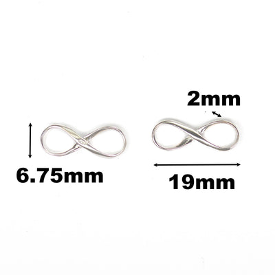 2pcs 925 Sterling Silver Jewellery Findings Infinity Connector Beads, 19*7mm, 2mm thickness