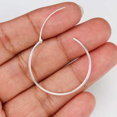 Earring Hoops 1 Pair, 925 Sterling Silver Hoop Earrings, 30mm Round 1.25mm Thickness