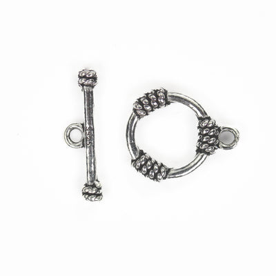 Toggle Clasps 1set 925 Antique Sterling Silver Jewellery Findings Toggle Clasp, 15mm Circle W/4mm Closed Jump Ring, Tbar 20mm Long