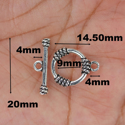 Toggle Clasps 1set 925 Antique Sterling Silver Jewellery Findings Toggle Clasp, 15mm Circle W/4mm Closed Jump Ring, Tbar 20mm Long