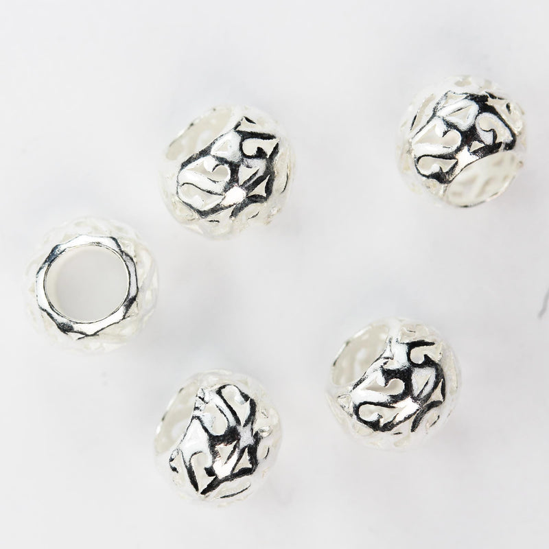 Spacer Beads 4pcs 8*6mm 925 Sterling Silver Jewellery Findings Rondelle Beads, 8mm Diameter, 6mm High, Big Hole 4mm