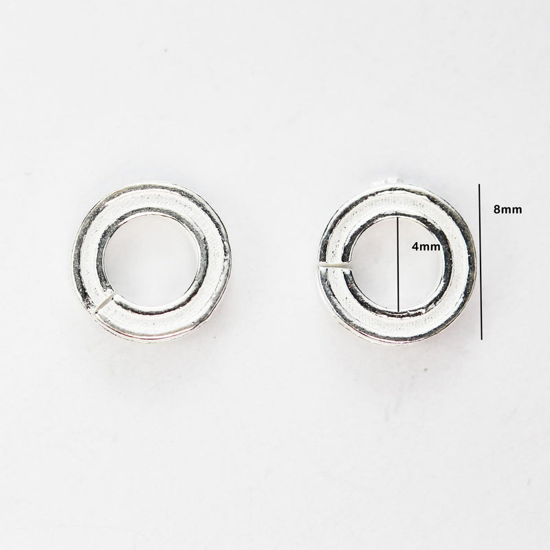 Silver Spacer Beads 4pcs 8mm 925 Sterling Silver Jewellery Findings Rondelle Donut Ring Spacers, 1.5mm Thick, Hole 4mm