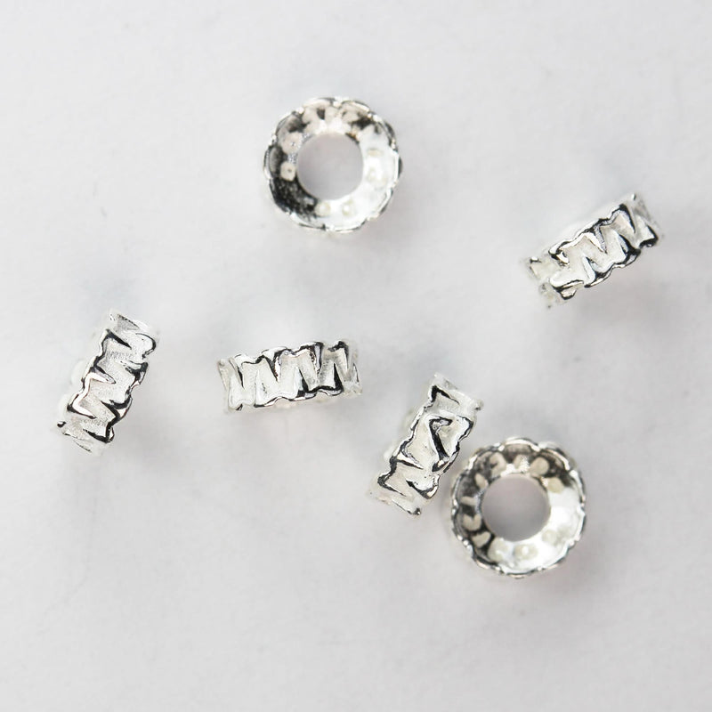 5mm 925 Sterling Silver Spacer Beads 10pcs Big Hole Jewellery Findings Rondelle Spacer Beads, 5mm Diameter, 2mm Thick, Hole 2.5mm