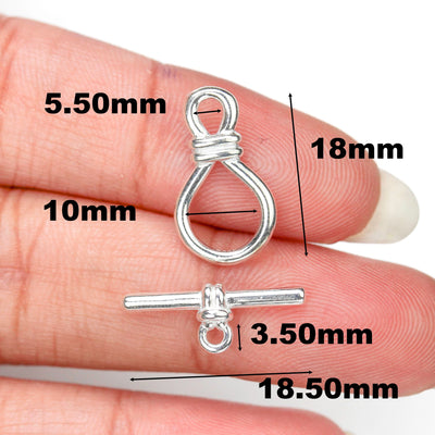 Toggle Clasps 1 Set 925 Sterling Silver Jewellery Findings Toggle Clasp, 10*18mm Clasp W/ 5mm Closed Jump Ring, Tbar 18mm Long Hole 2mm