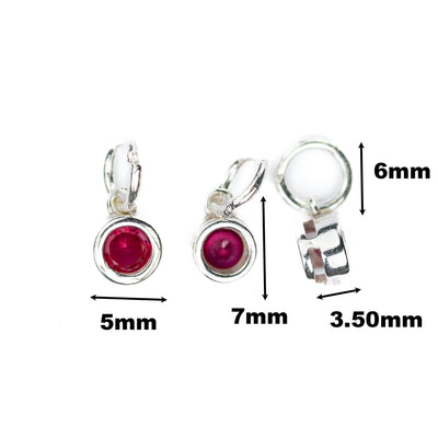 Charm 2pcs 5mm Round 925 Sterling Silver Jewellery Beads, Cubic Zirconia W/925 Sterling Silver Bezel And Loop, 6mm Closed Jump Ring