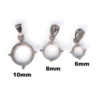 Cabochon Pendant Setting for 6-25mm Round/Oval/Teardrop Gemstones and Beads, 925 Sterling Silver Jewellery Findings