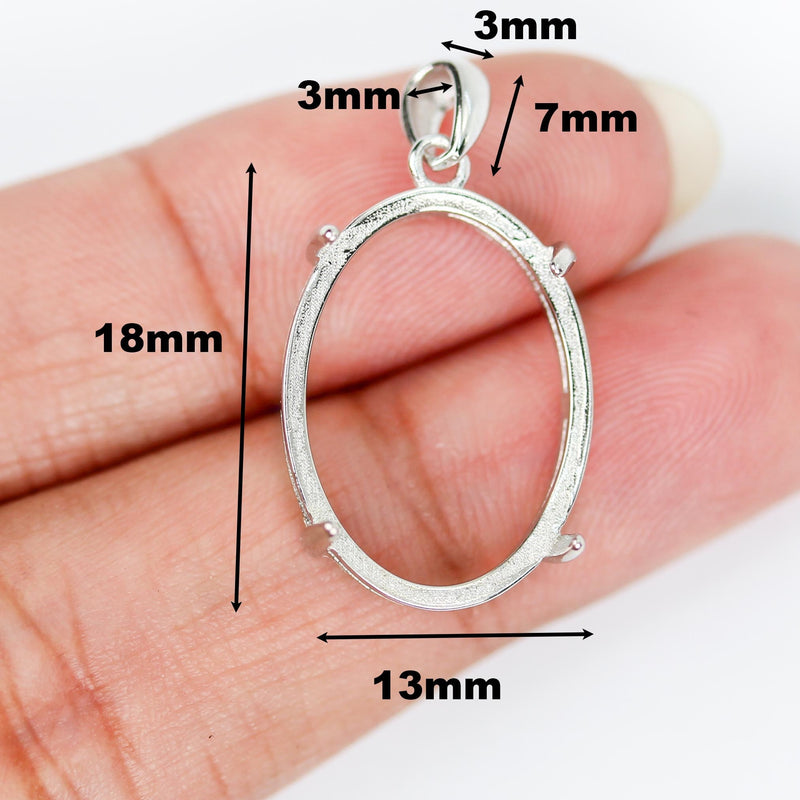 Cabochon Pendant Setting for 6-25mm Round/Oval/Teardrop Gemstones and Beads, 925 Sterling Silver Jewellery Findings