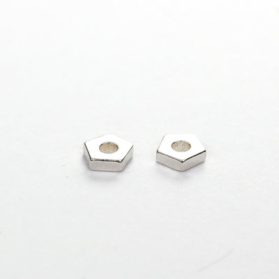 10pcs  925 Sterling Silver Shiny Pentagon Spacer Beads 4mm, Hole 1mm