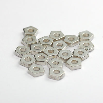 10pcs  925 Sterling Silver Shiny Pentagon Spacer Beads 4mm, Hole 1mm