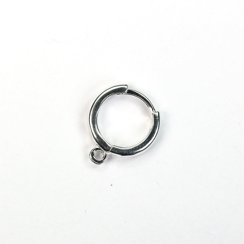 1pair jewellery findings earwire, 925 sterling silver, 10mm round lever back with closed loop