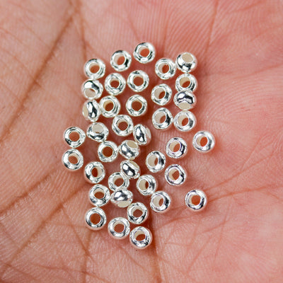 30pcs Silver Spacer Beads  925 Sterling Silver Jewellery Findings Rondelle Spacer Beads, 3mm Diameter, 2mm Thick, Hole 1mm