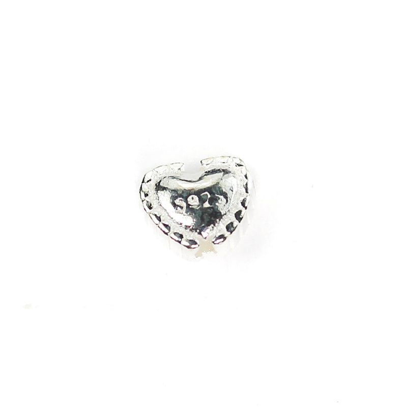 4pcs 925 Sterling Silver Jewellery Findings Center Hole Beads, 4mm Heart, 1mm Hole