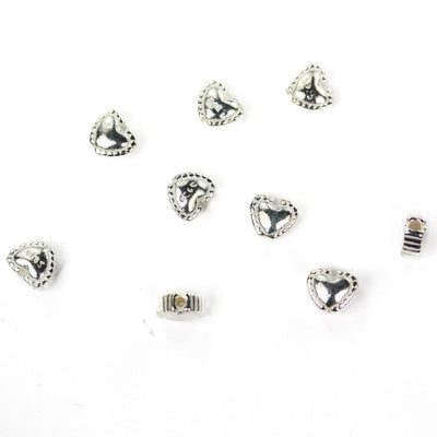 4pcs 925 Sterling Silver Jewellery Findings Center Hole Beads, 4mm Heart, 1mm Hole