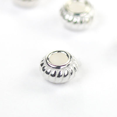 Silver Spacer Beads 10pcs 925  Sterling Silver Jewellery Findings Rondelle Spacer Beads,5mm Diameter, 3mm Thick, Hole 2.5mm