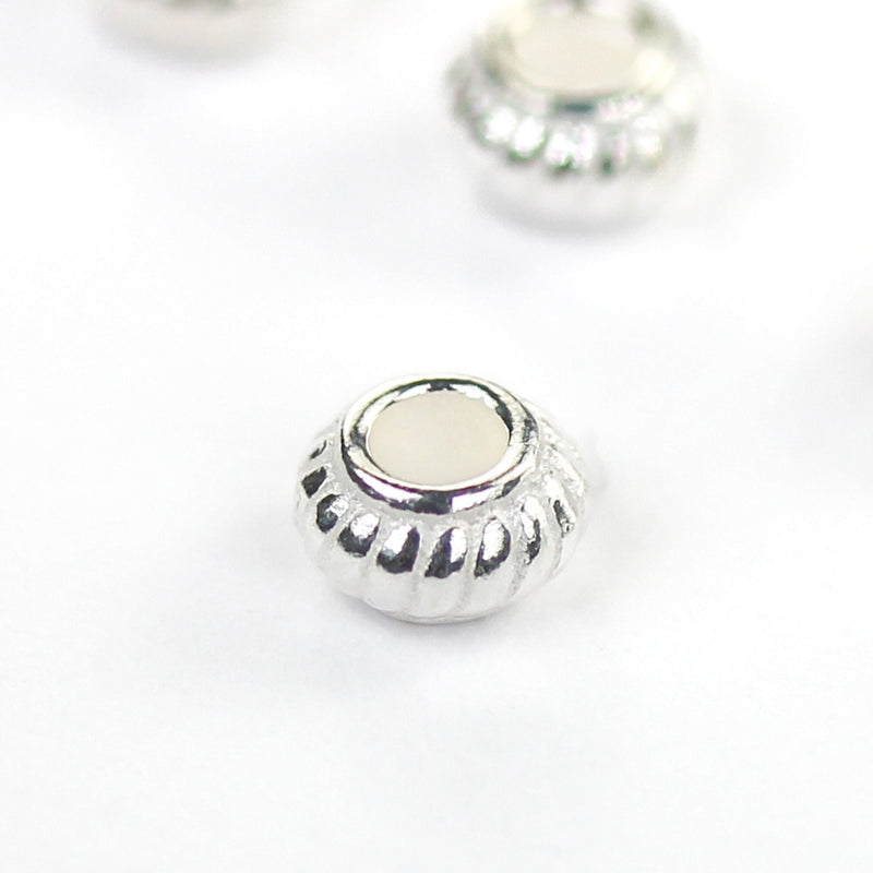 Silver Spacer Beads 10pcs 925  Sterling Silver Jewellery Findings Rondelle Spacer Beads,5mm Diameter, 3mm Thick, Hole 2.5mm