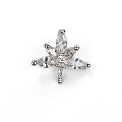 Pendant Setting 1pc 10*11mm 925 Silver Jewellery Findings w/Cubic Zirconia, 2.50mm Screw Pin, 7*3mm Bail,Setting for Half Drilled Beads