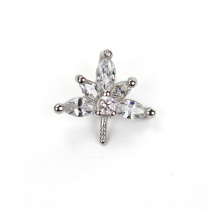 Pendant Setting 1pc 10*11mm 925 Silver Jewellery Findings w/Cubic Zirconia, 2.50mm Screw Pin, 7*3mm Bail,Setting for Half Drilled Beads