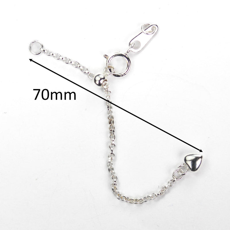 2pcs Adjustable Stopper Jewelry End Piece 925 Sterling Silver, Size 1mm wide, 70mm long