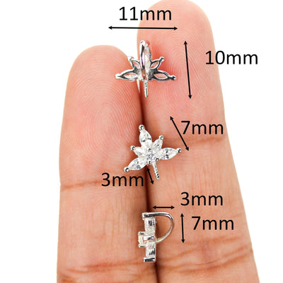 Pendant Setting 1pc 10*11mm 925 Silver Jewellery Findings w/Cubic Zirconia, 2.50mm Screw Pin, 7*3mm Bail,Setting for Half Drilled Beads