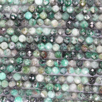 Natural Emerald Gemstone, 5.5mm faceted round gemstone strand, one full strand, 15.5inch, 0.8mm hole