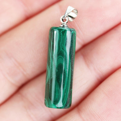 Natural Malachite Mixed Shapes Gemstone Pendant, with silver plated bail