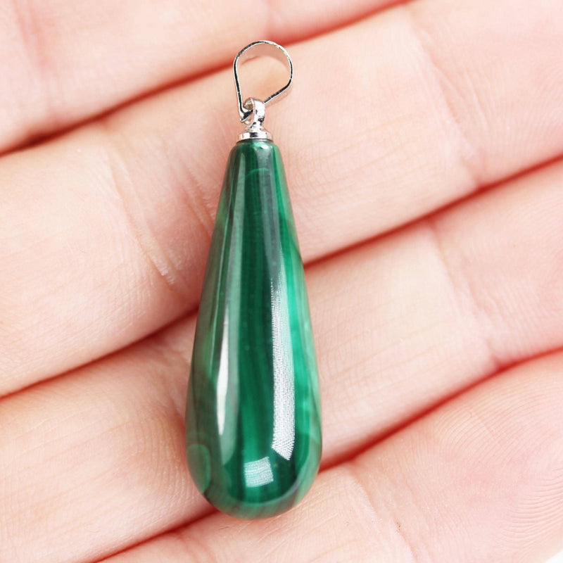 Natural Malachite Mixed Shapes Gemstone Pendant, with silver plated bail