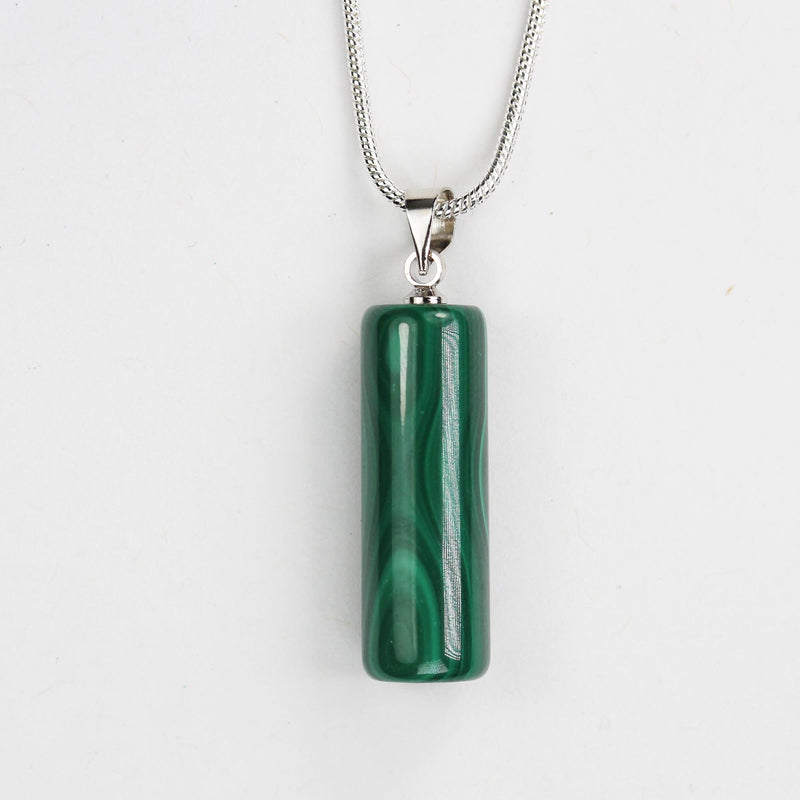 Natural Malachite Mixed Shapes Gemstone Pendant, with silver plated bail