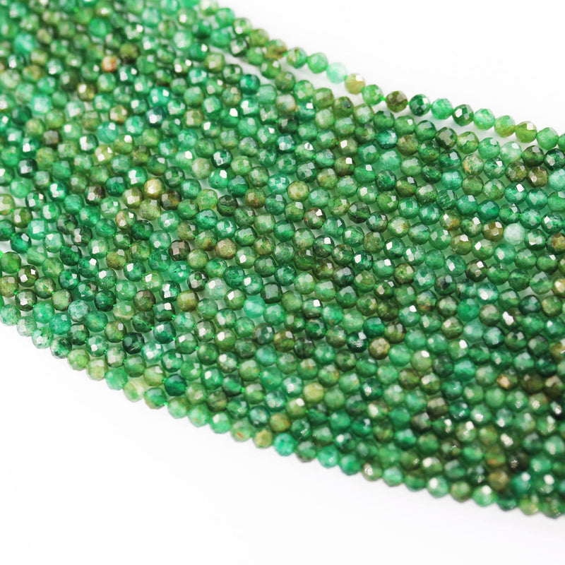 Natural Green Jade, 3mm faceted round gemstone strand, one full strand, about 110 beads , 0.6mm hole