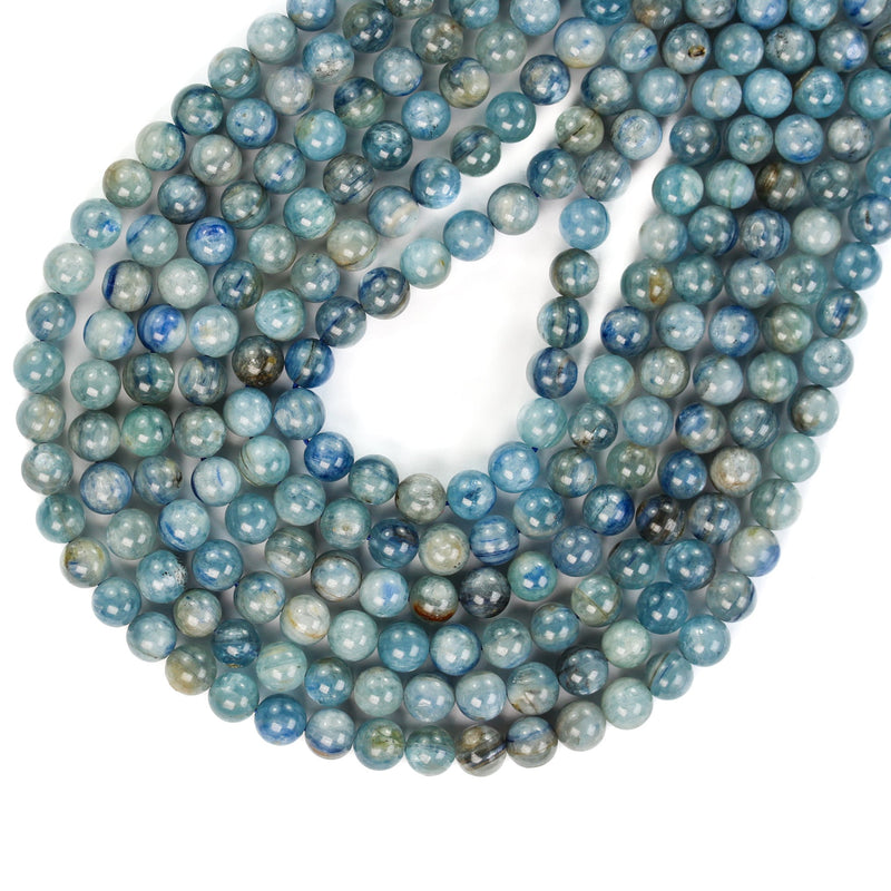 6.5mm Natural Kyanite, Full Strand Blue Round Gemstone Strand, 16 Inch, About 60 Beads, 1mm Hole