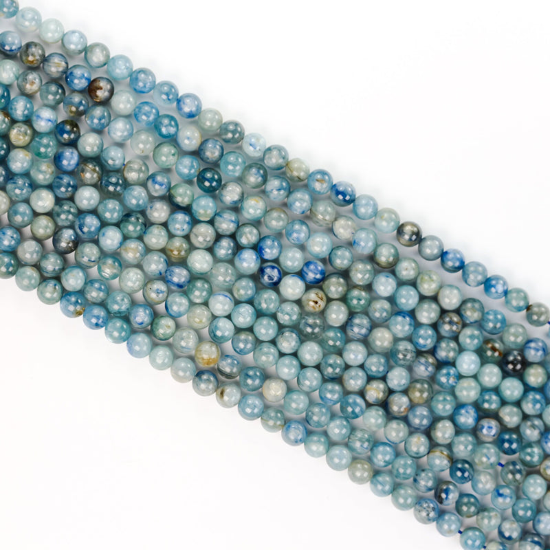 6.5mm Natural Kyanite, Full Strand Blue Round Gemstone Strand, 16 Inch, About 60 Beads, 1mm Hole