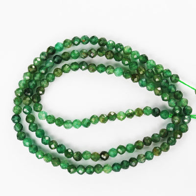 Natural Green Jade, 3mm faceted round gemstone strand, one full strand, about 110 beads , 0.6mm hole