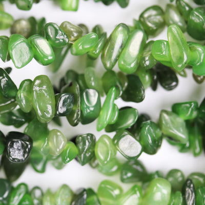 Russian Jade, 6*8mm nugget shape gemstone chips, one full strand  hole 1mm, 16", 1mm hole